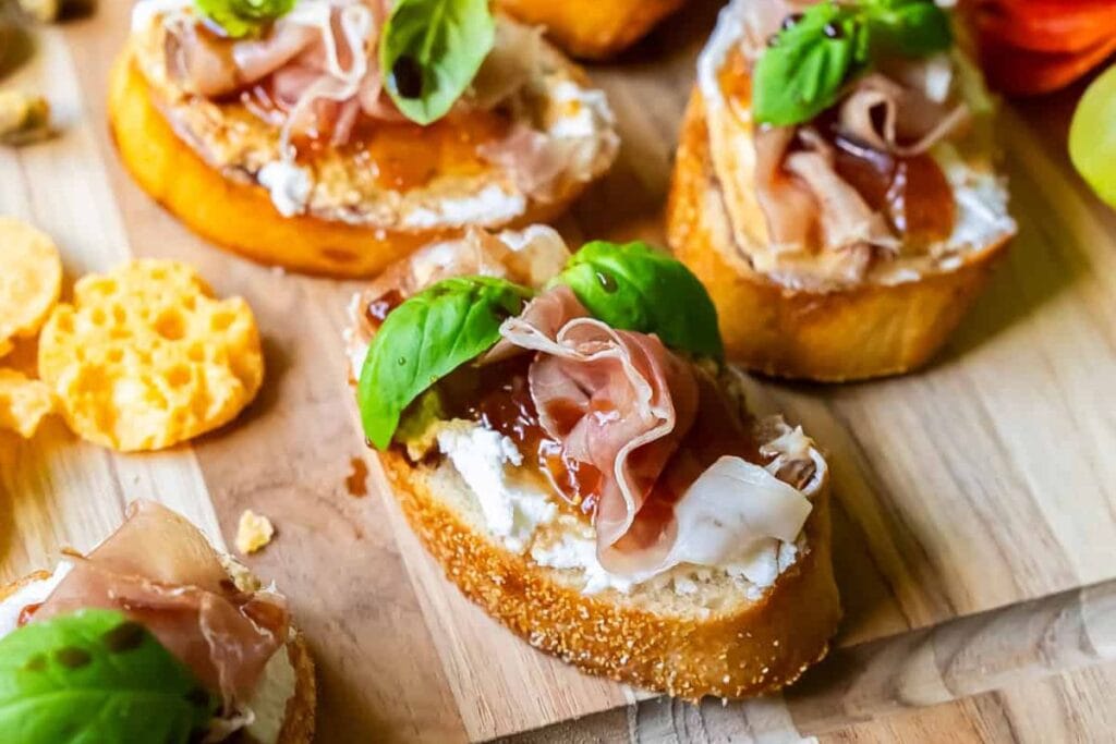 Close up shot of crostini.