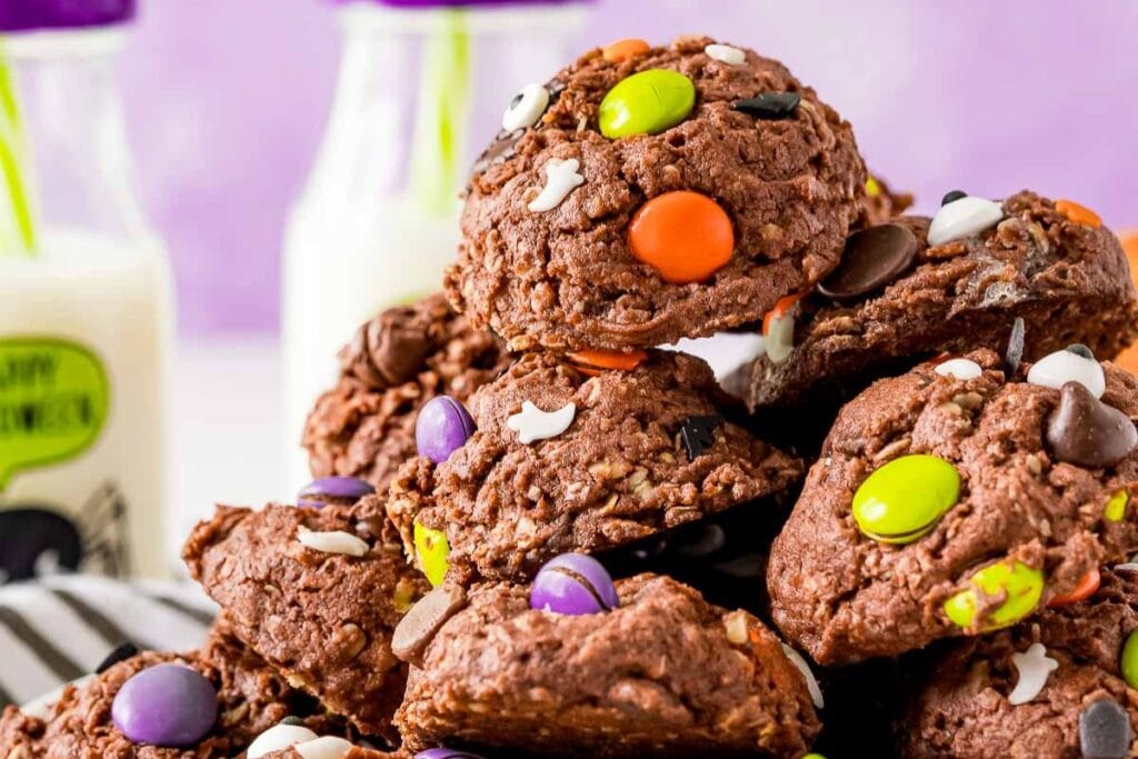 Monster cookies close up shot.