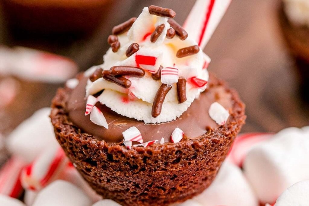 Hot chocolate brownie bites.