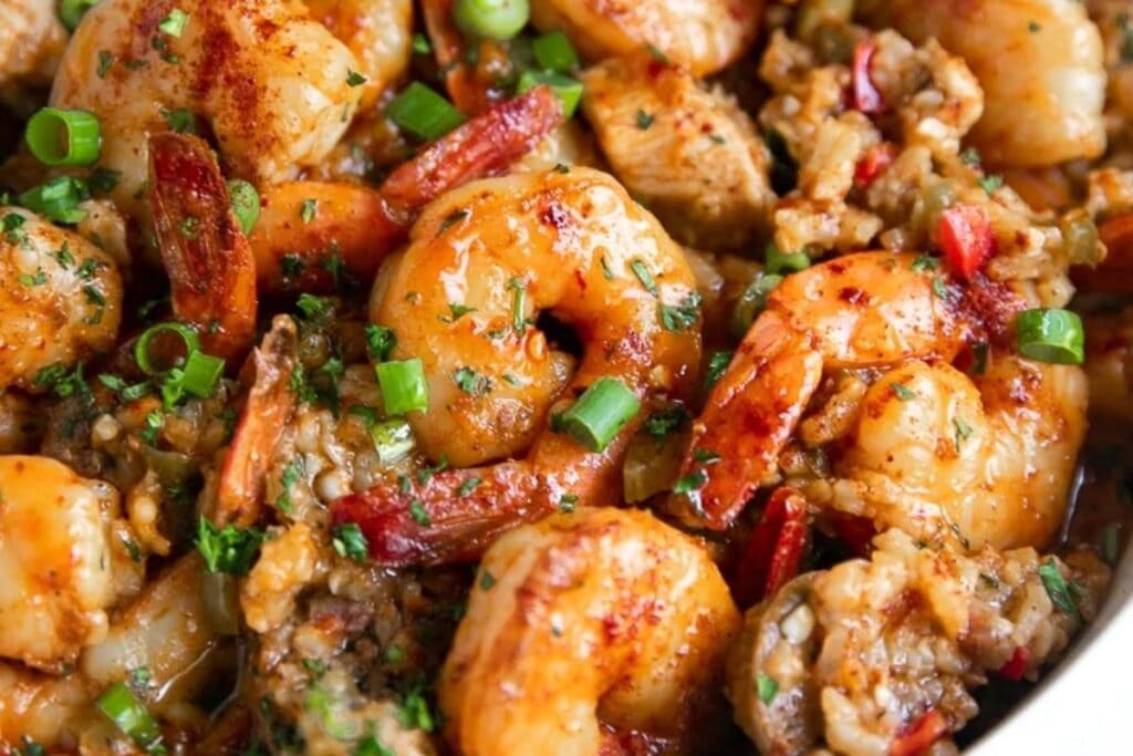 Close up shot of Jambalaya.