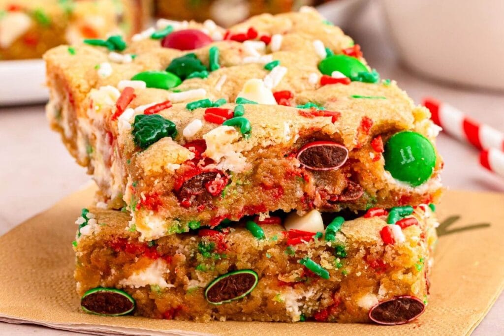 Cookie bars with m&m's.