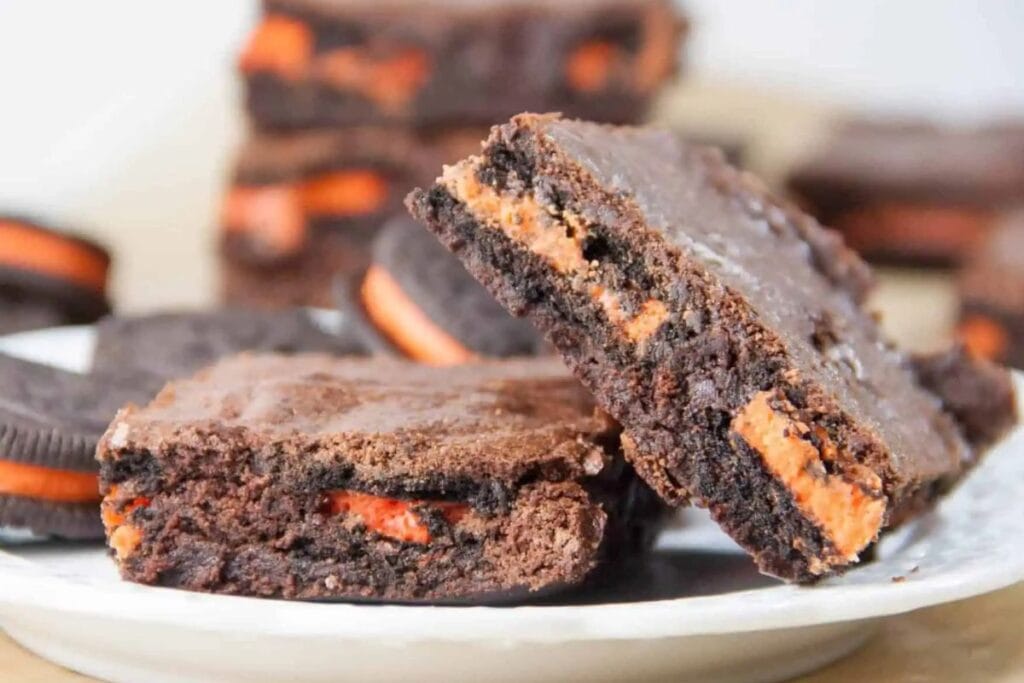 Close up shot of brownies.