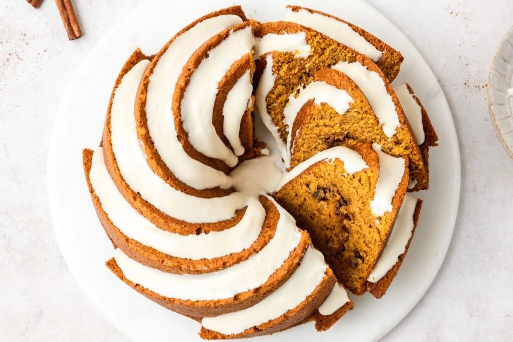 Slices of pumpkin bundt cake.