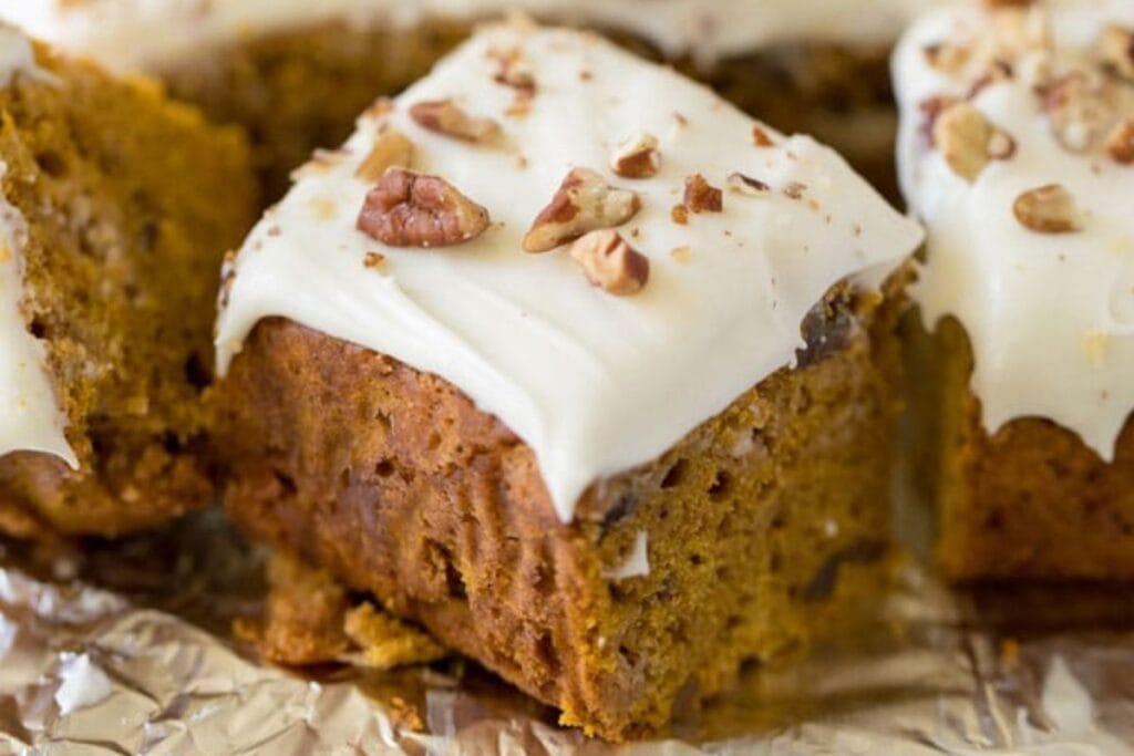 A slice of pumpkin cake.