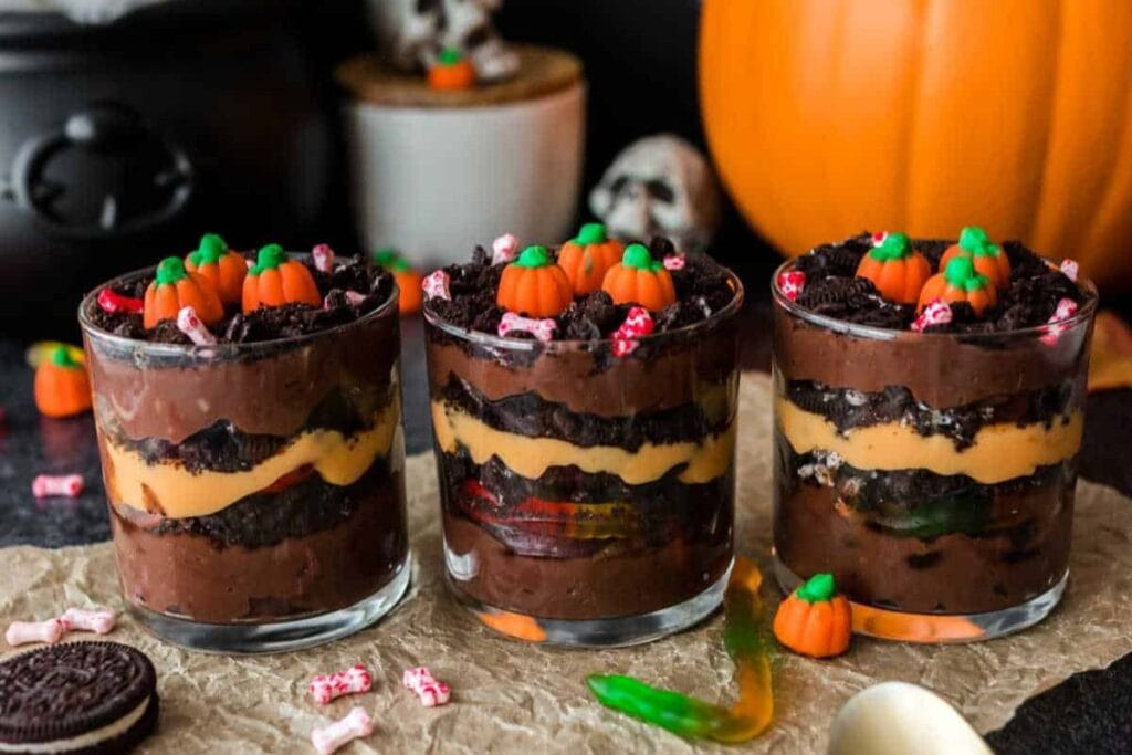 Three cups of pumpkin patch dirt.