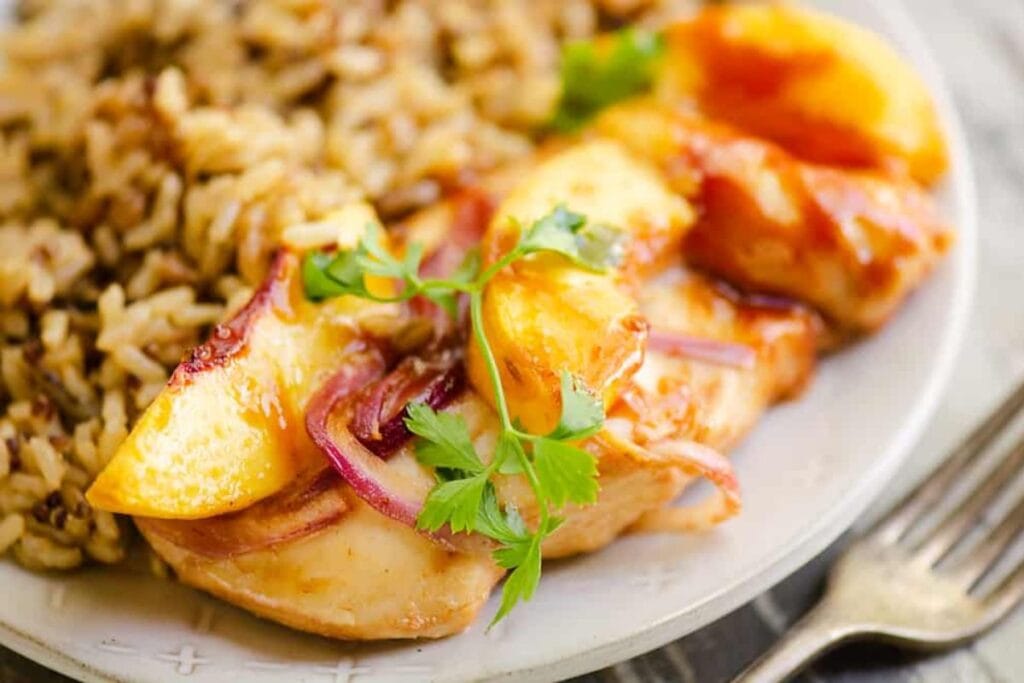 Close up shot of bbq chicken.