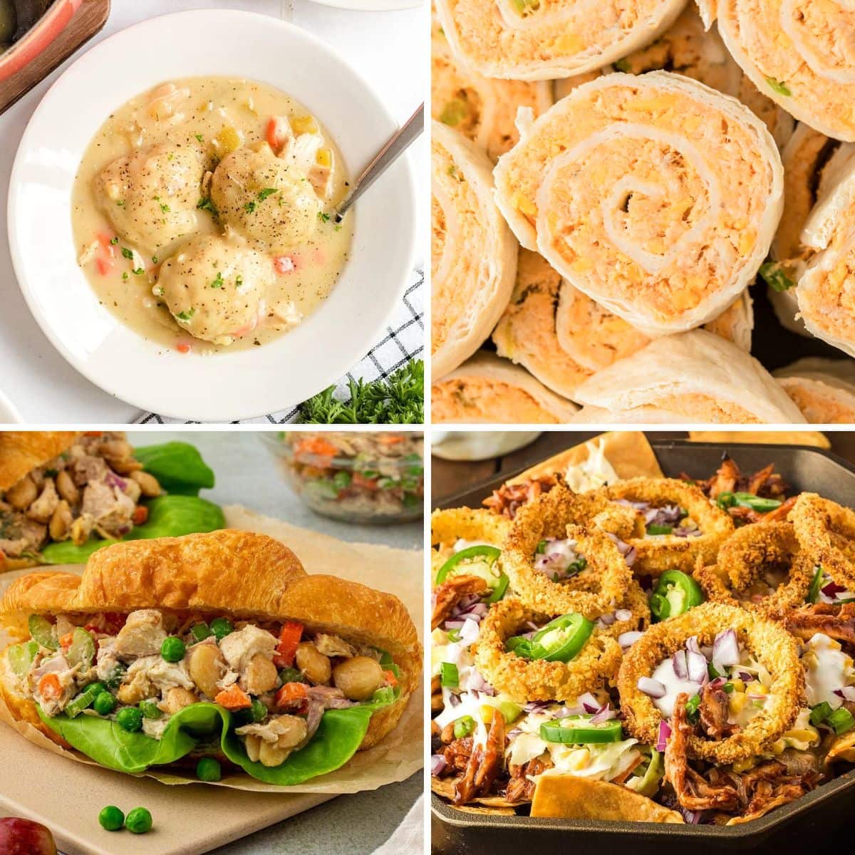 Rotisserie chicken collage.