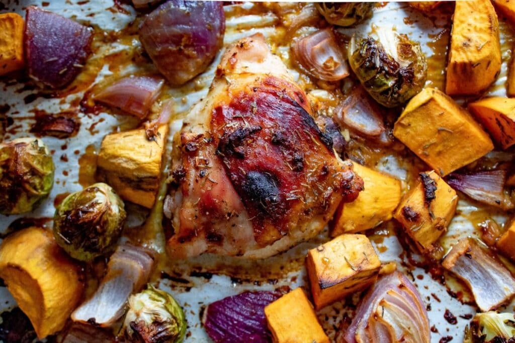 Close up shot of chicken thigh.