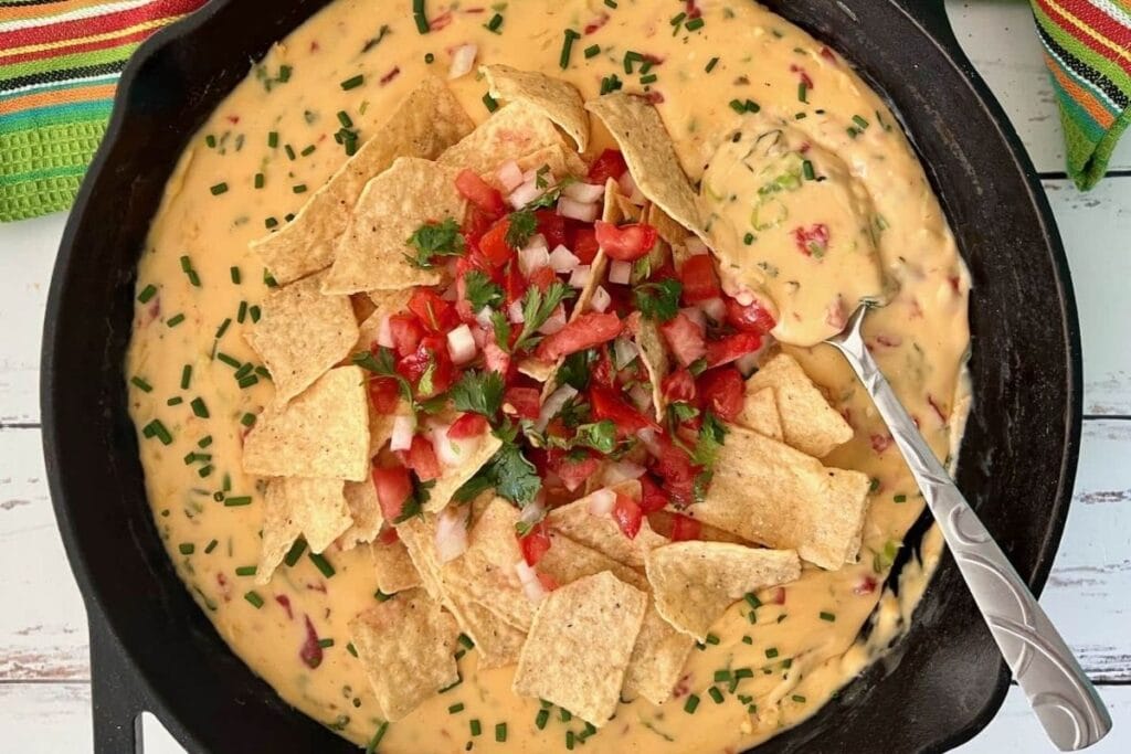 Cheese dip close up shot.