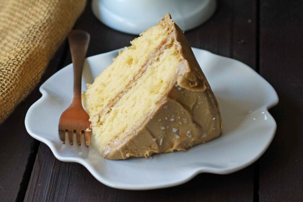 A slice of caramel cake.
