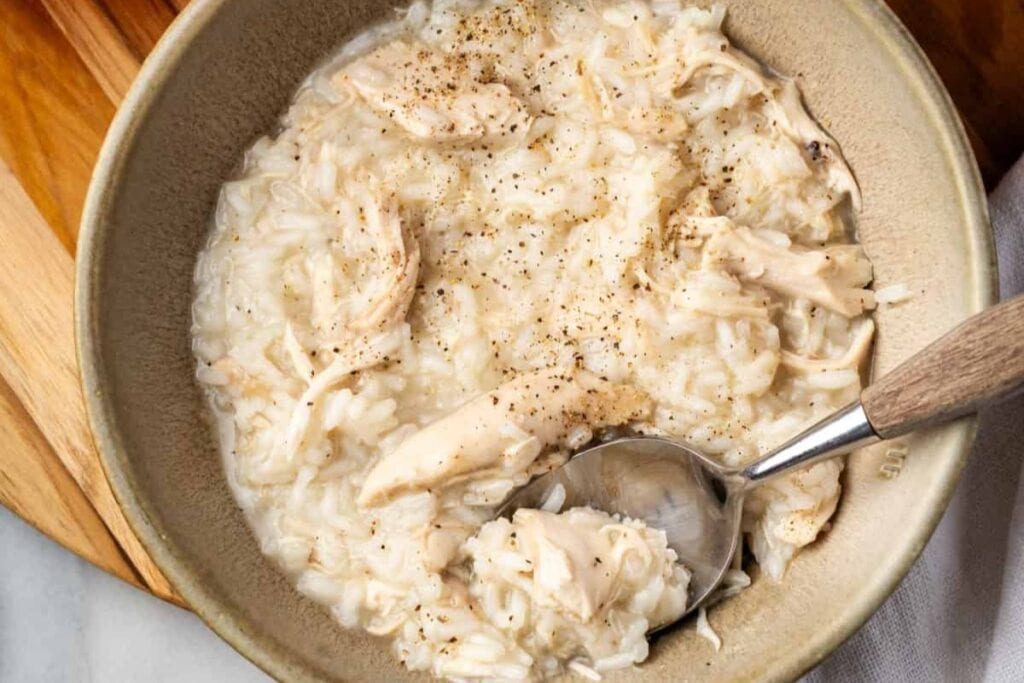 Close up shot of Southern chicken rice.