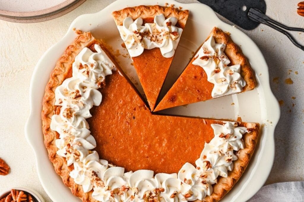 Top shot of sweet potato pie.