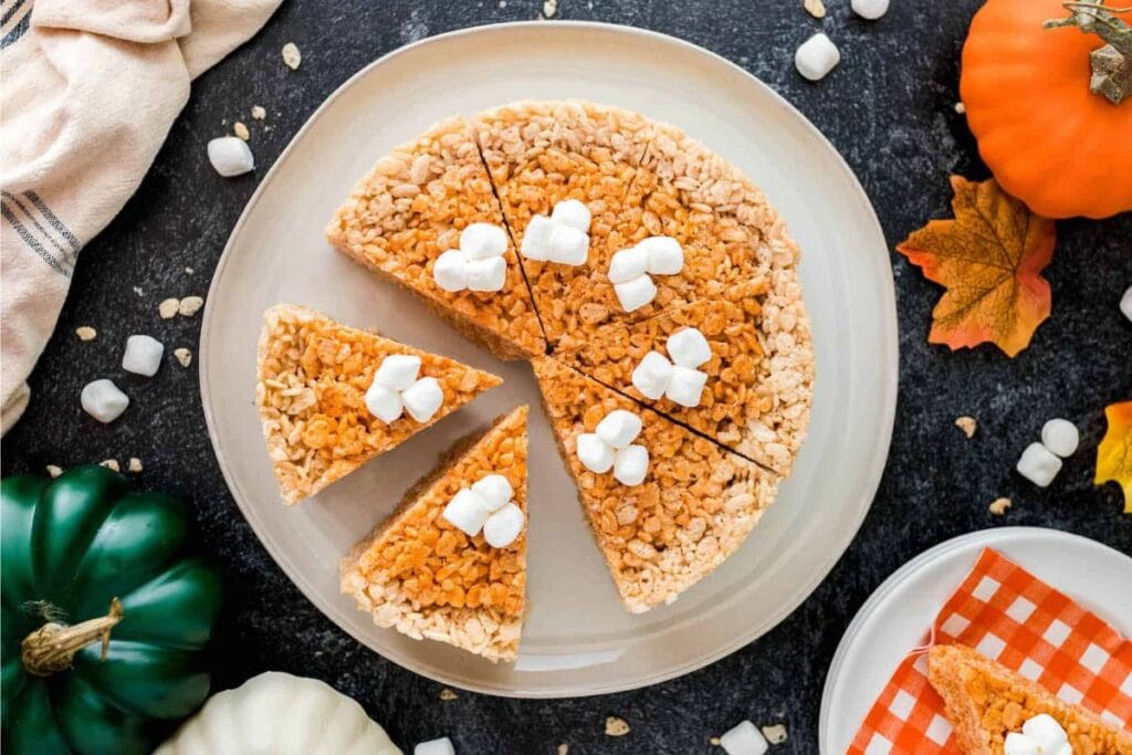 Slices of rice krispie treats.