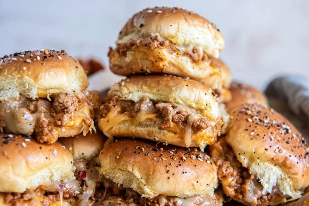 A close up shot of sliders.