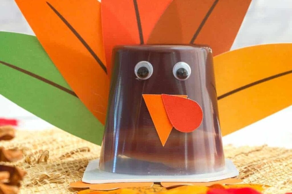 Close up shot of turkey pudding cups.