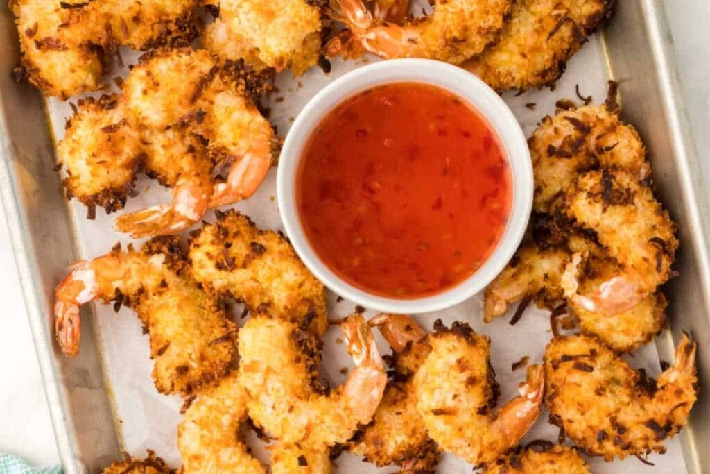 Crispy shrimp on a sheet pan