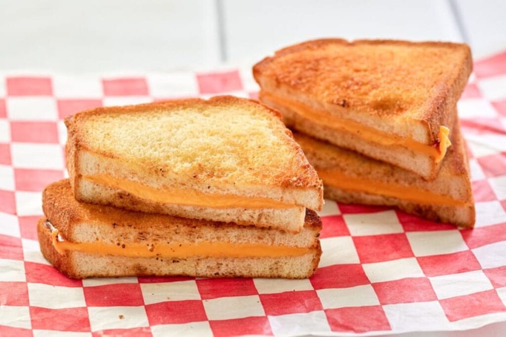 Air fryer grilled cheese on a wrapper.