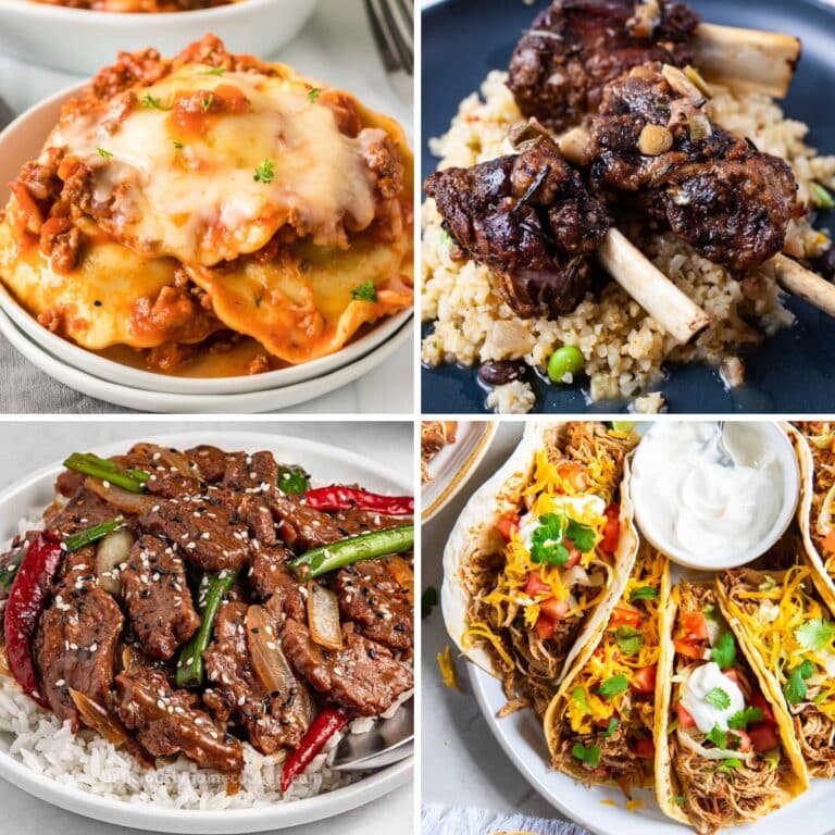 Collage of crockpot dinner recipes.