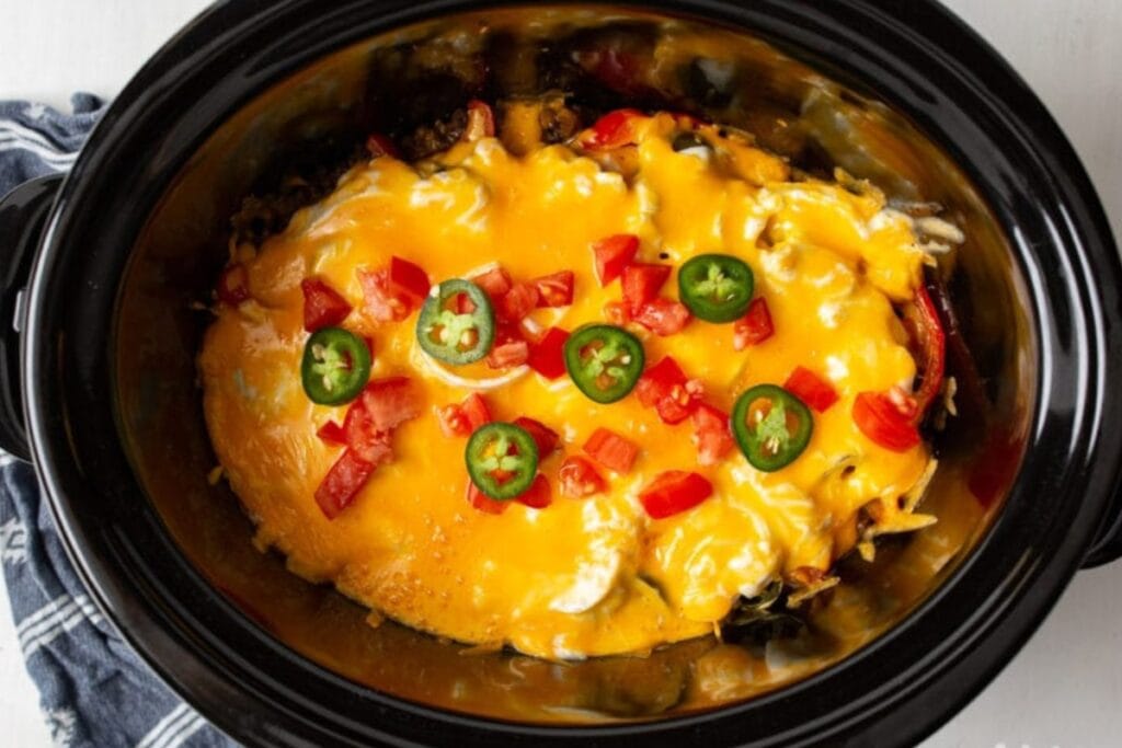 John Wayne casserole cooked in a crockpot.