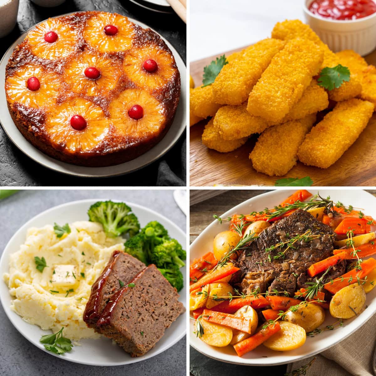 Baby Boomer favorite foods collage.