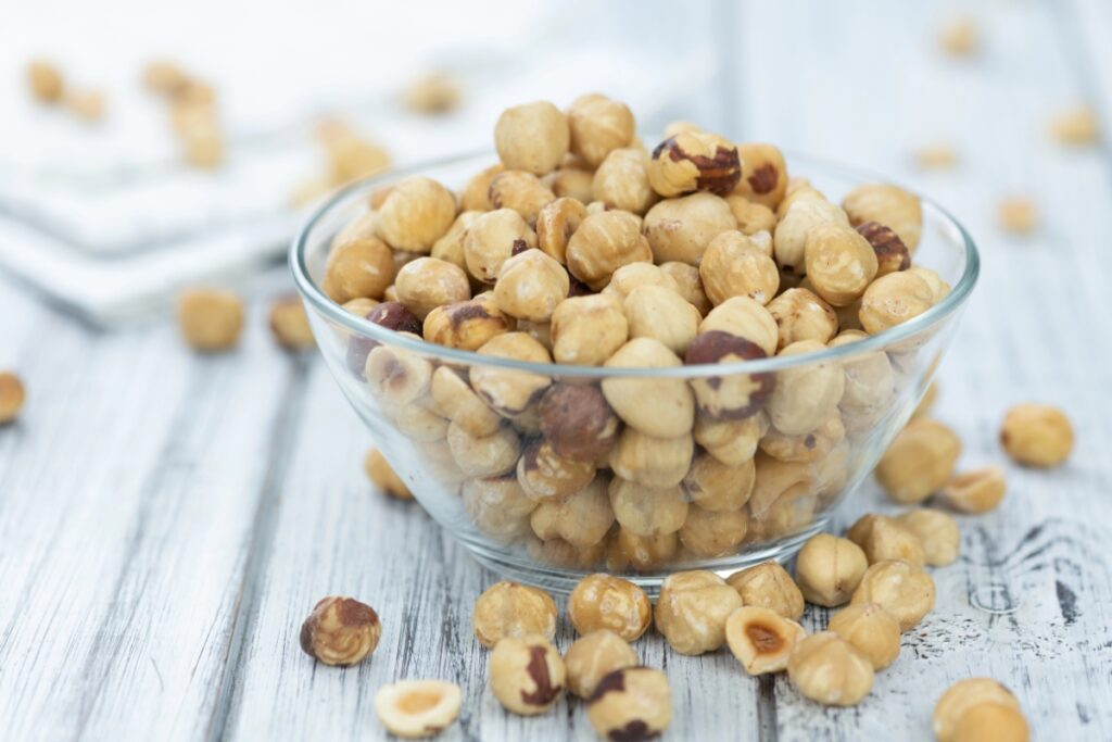Hazelnuts in a bowl.