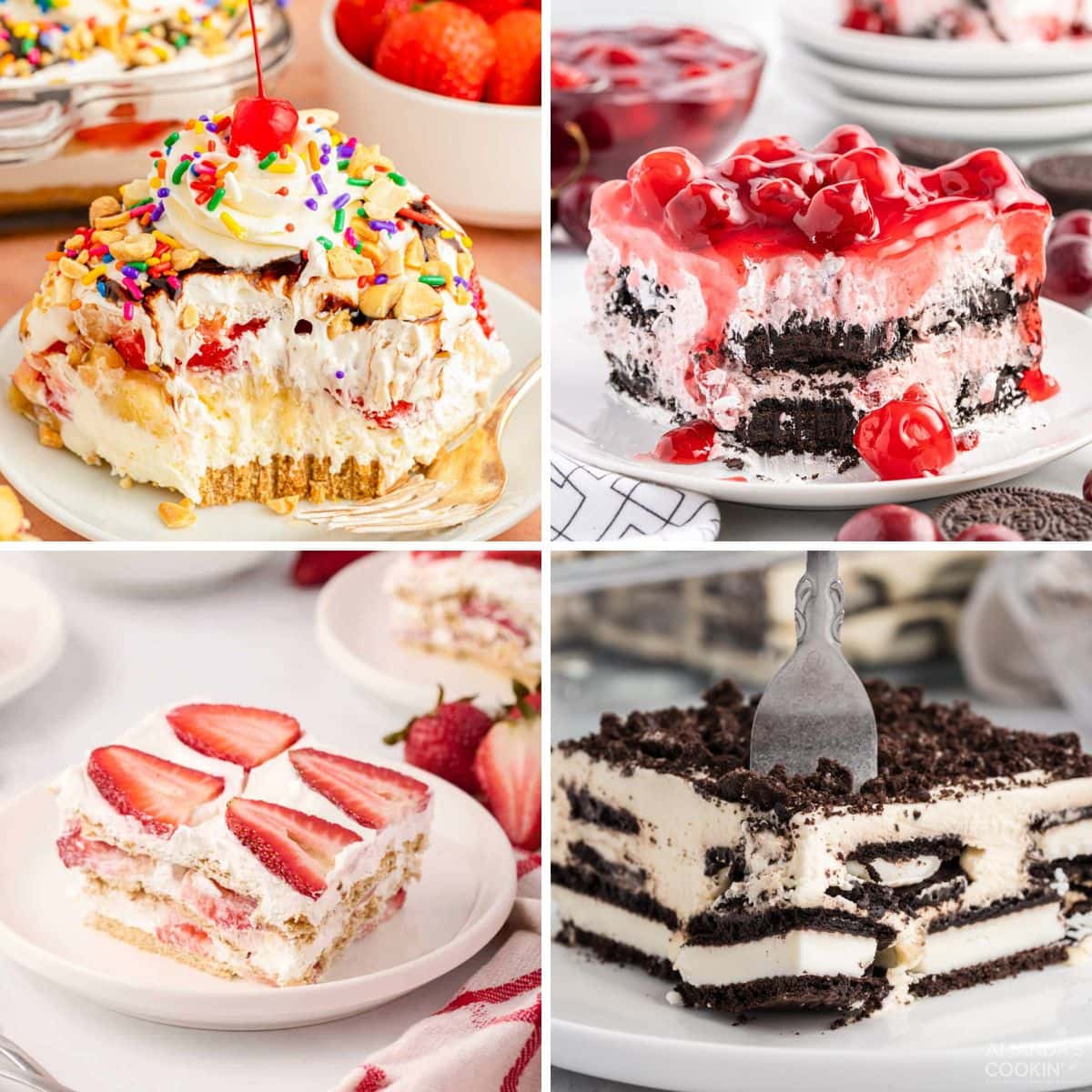 Icebox cakes collage