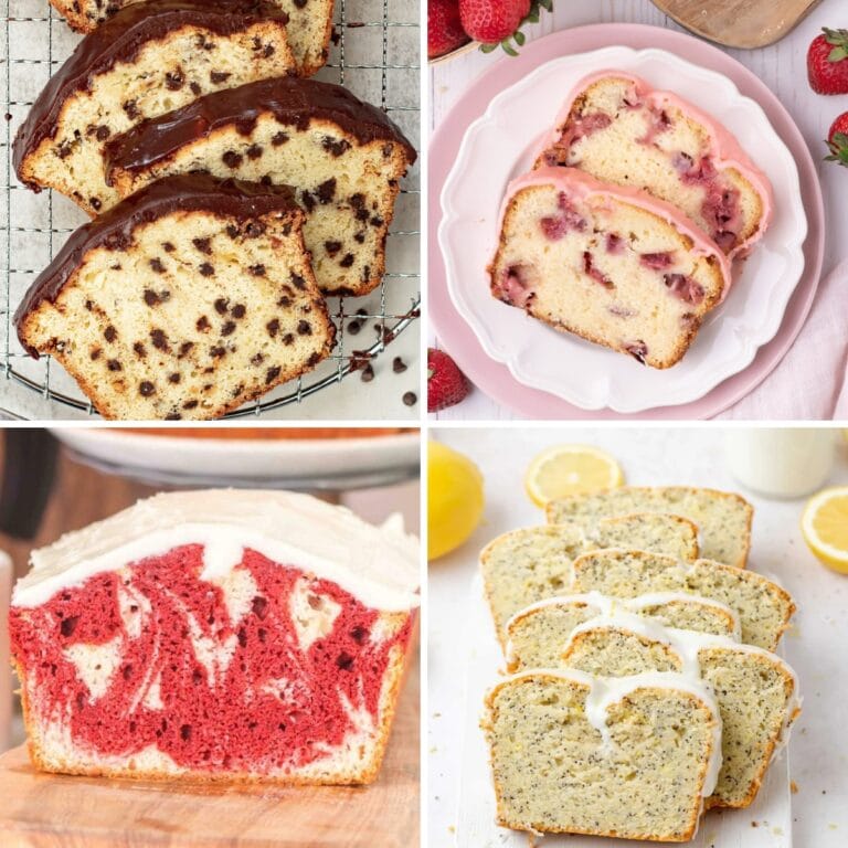 Collage of assorted loaf cake recipes.