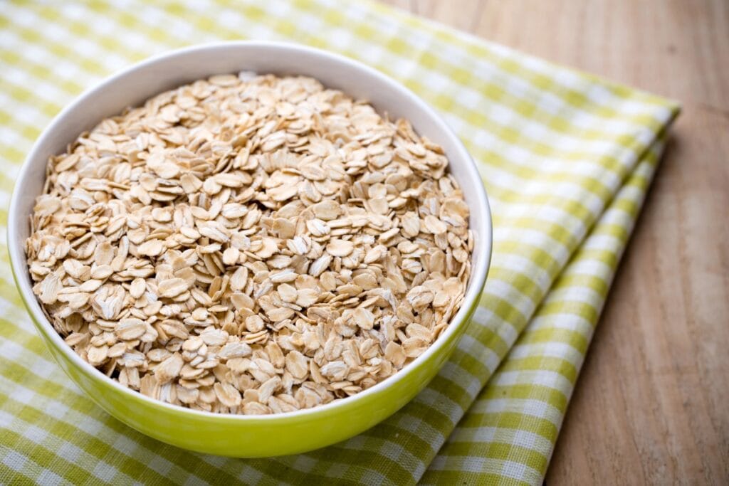 Oats in a bowl.