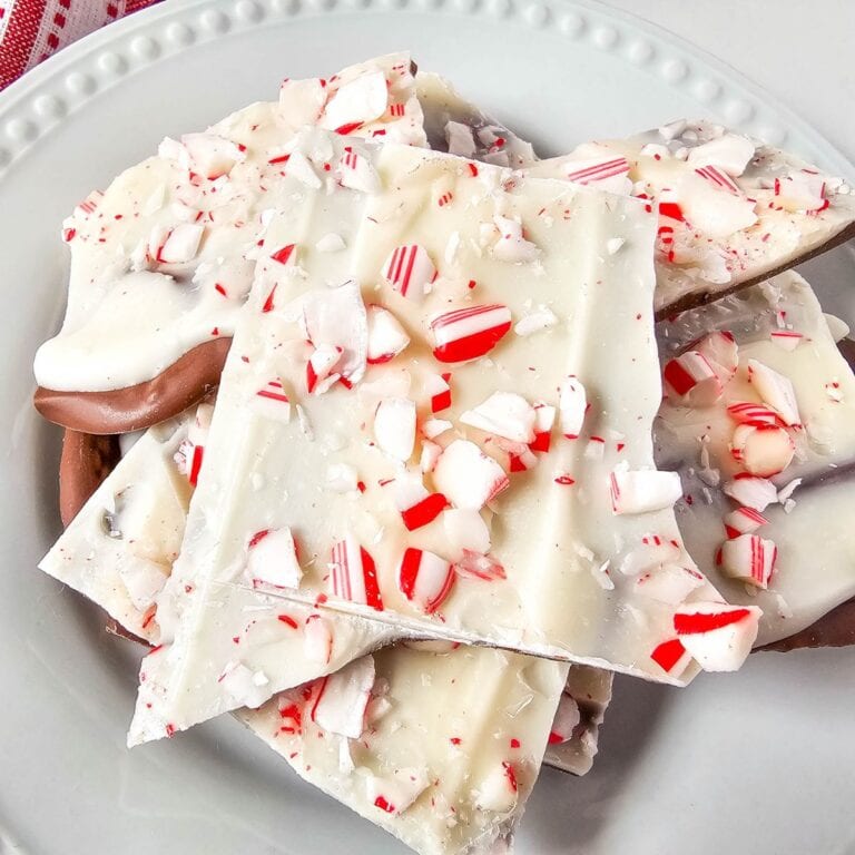 A close up shot of peppermint barks.