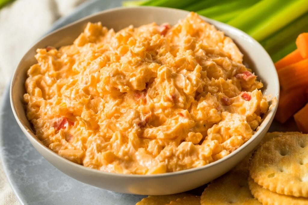 Pimento cheese spread in a bowl.