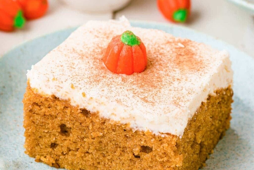 Pumpkin cake on a plate.