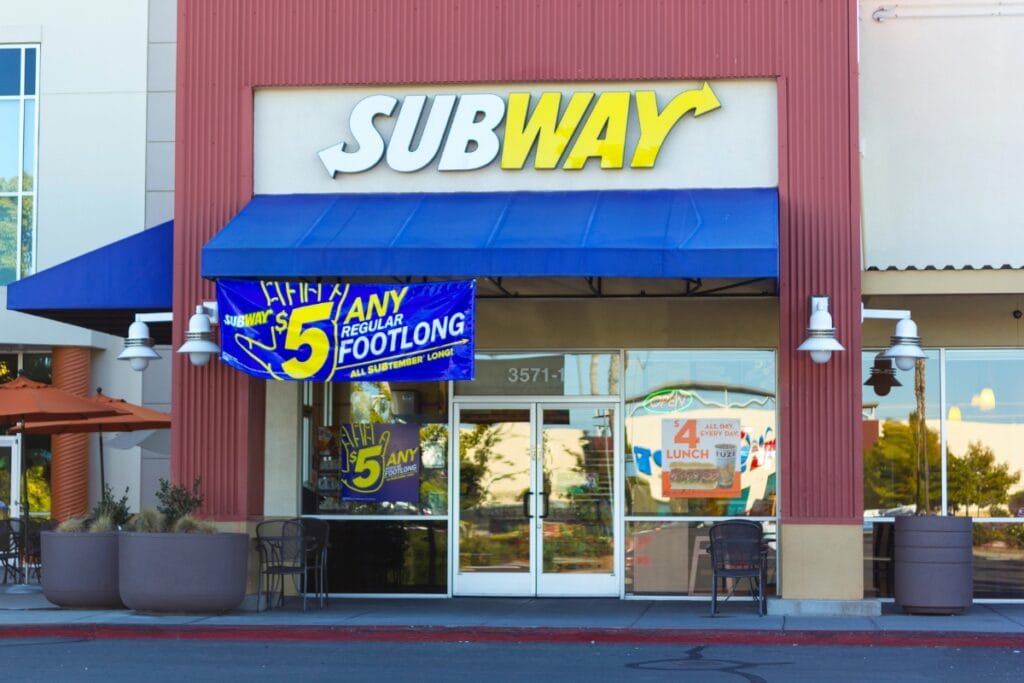 Front of Subway restaurant.