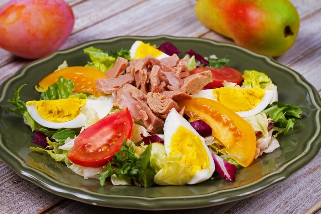 Tuna salad on a plate.