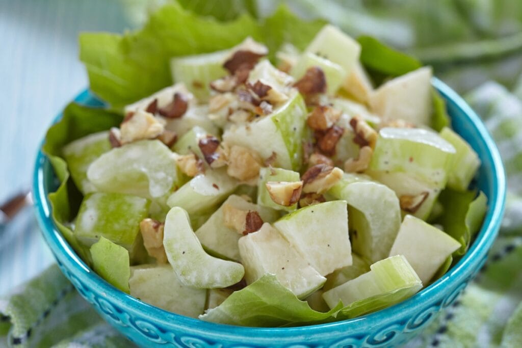 Waldorf salad in a bowl.