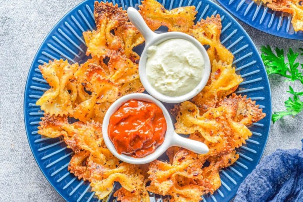 A close up shot of pasta chips.