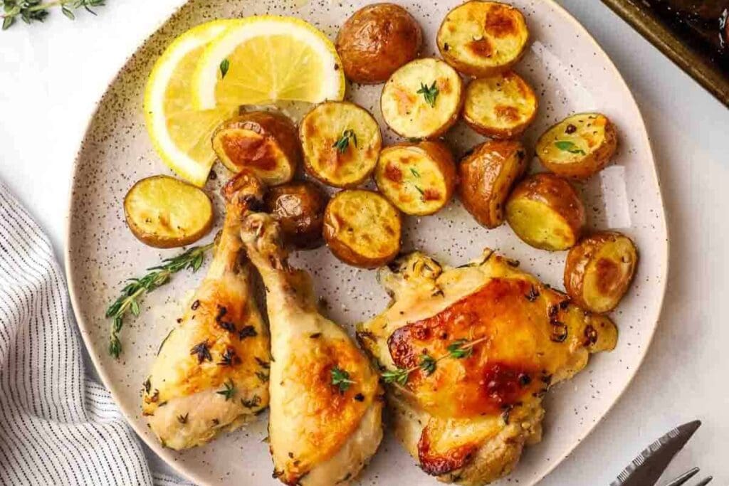 Chicken with lemon and thyme.