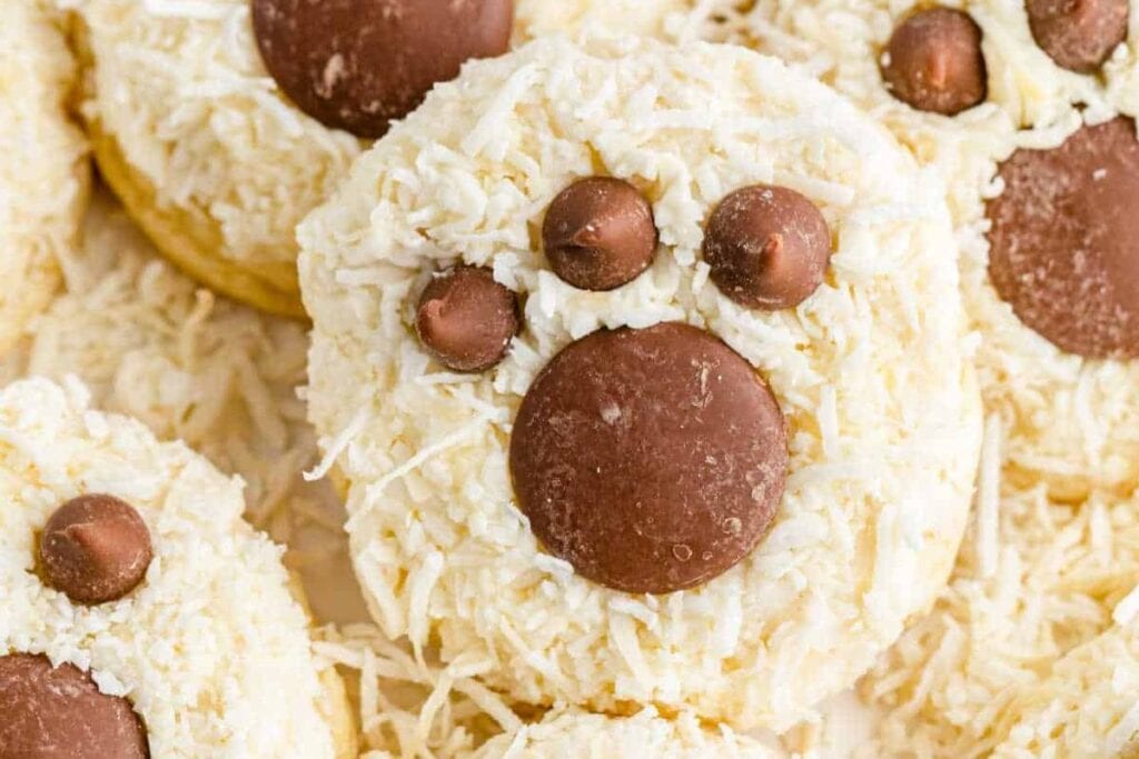 A close up shot of brea paw cookies.