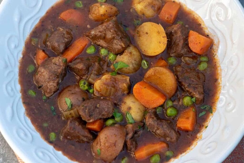 A bowl of beef stew.