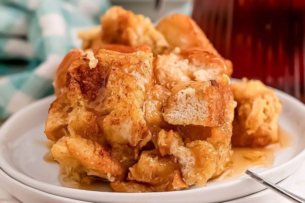 Close up shot of french toast casserole.