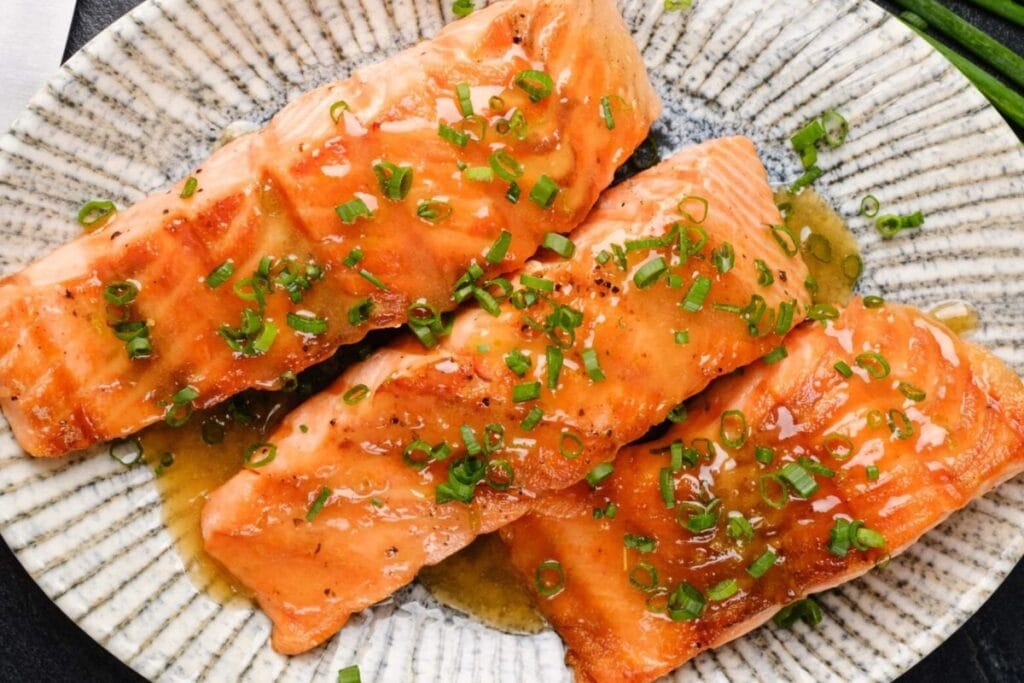 Salmon on a plate.