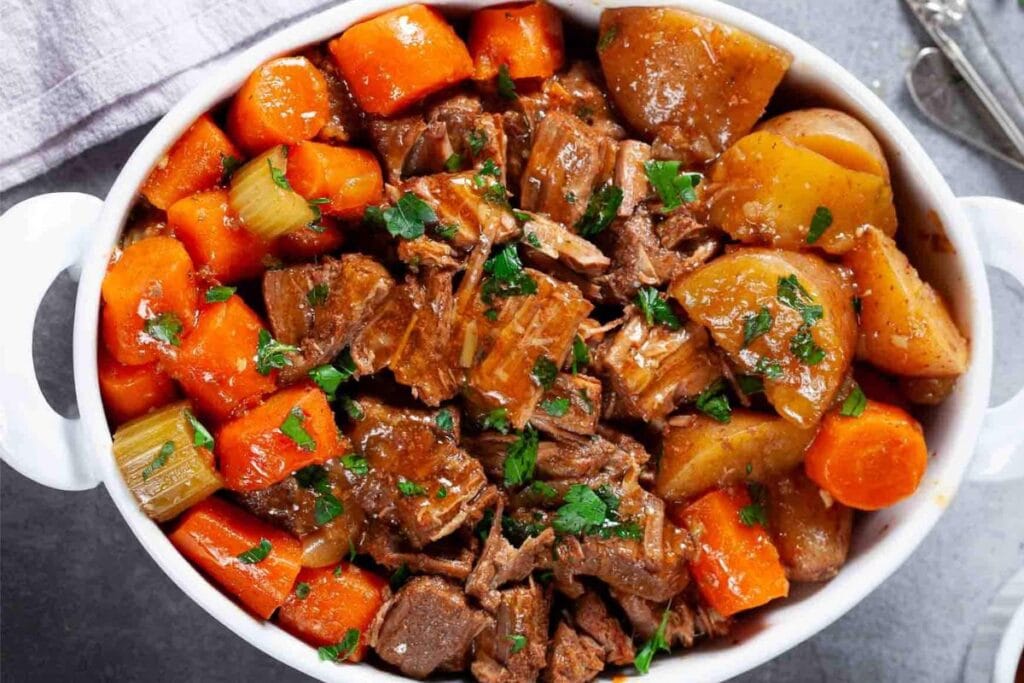 A close up shot of instant pot roast beef.