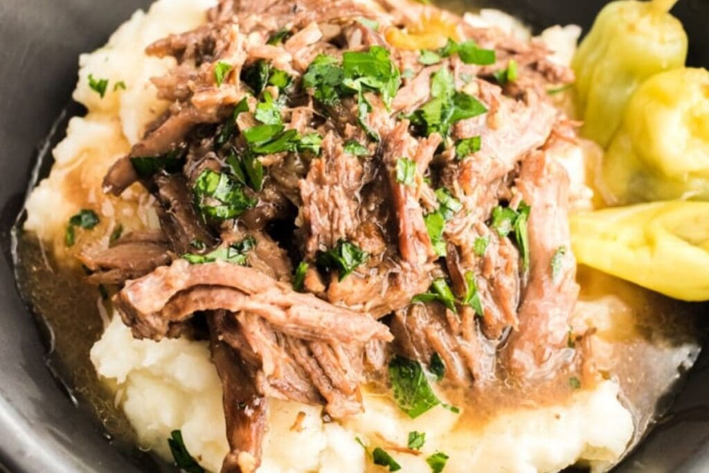 A close up shot of pot roast.