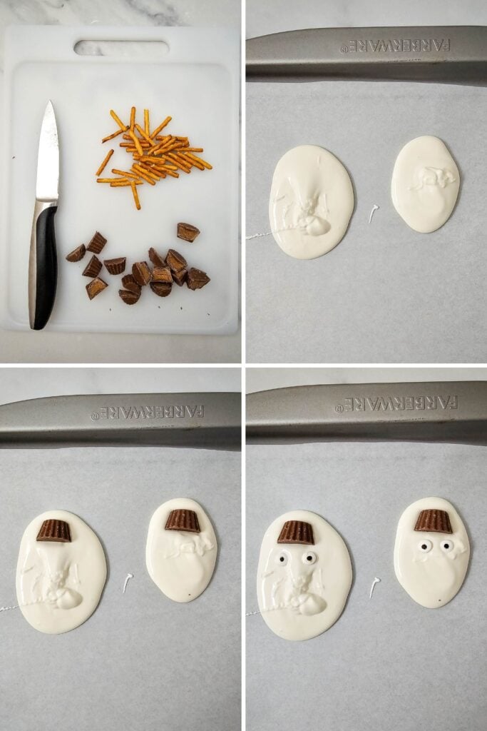 Process shots of melted snowman bark.