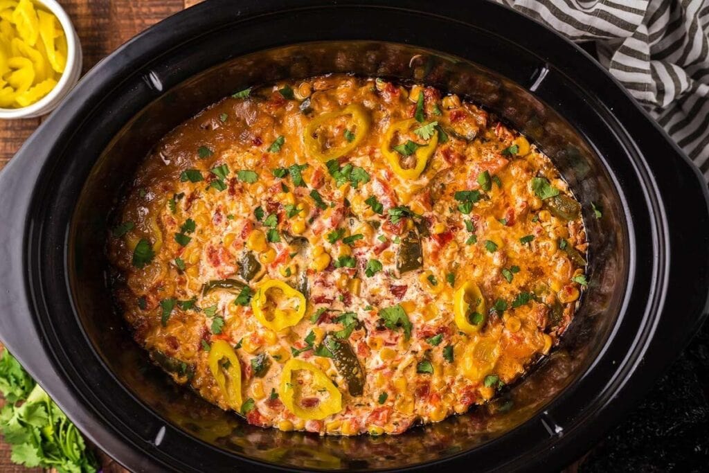 Taco dip in a crockpot.