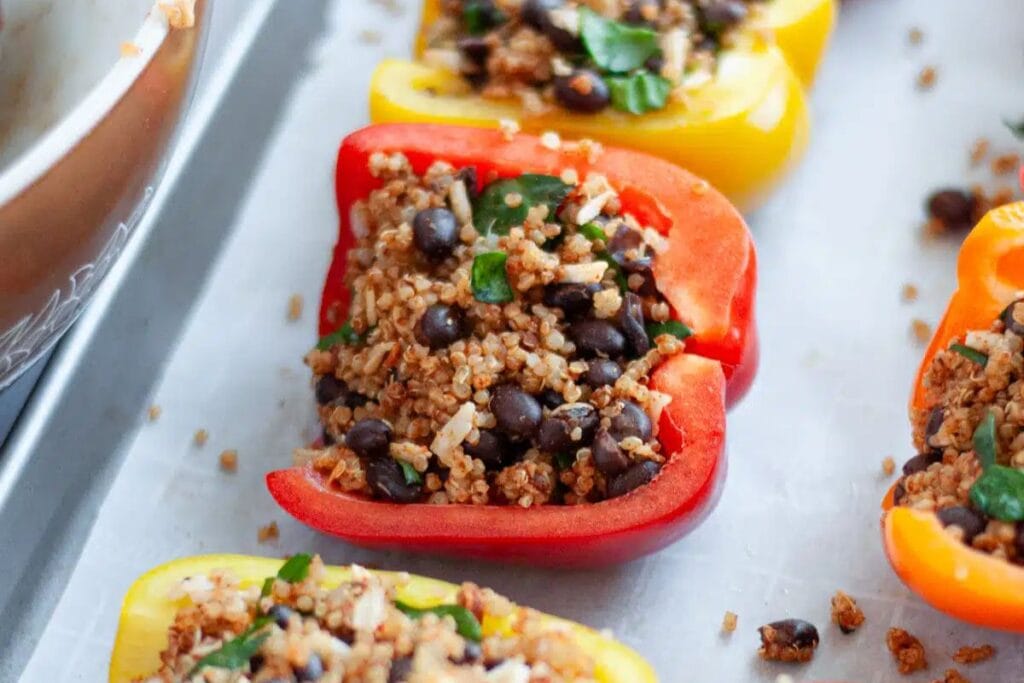 Stuffed peppers with quinoa.