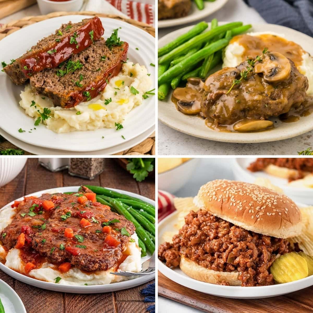 Collage of classic boomer dinner recipes.