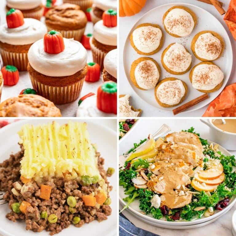 Cozy fall recipes collage.