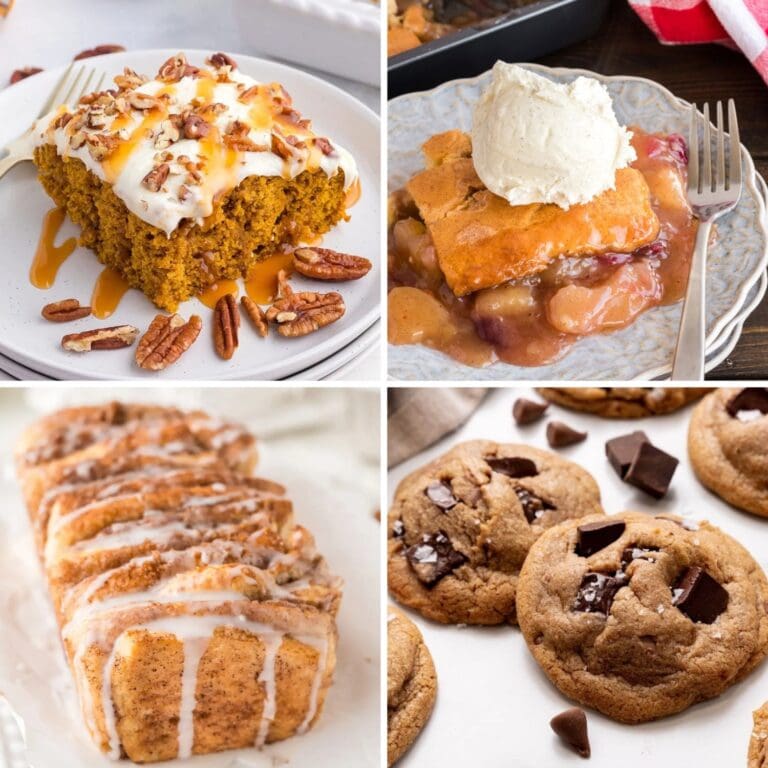 Collage of fall desserts.