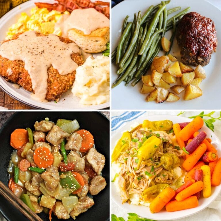 Collage of weekly family dinner favorites.