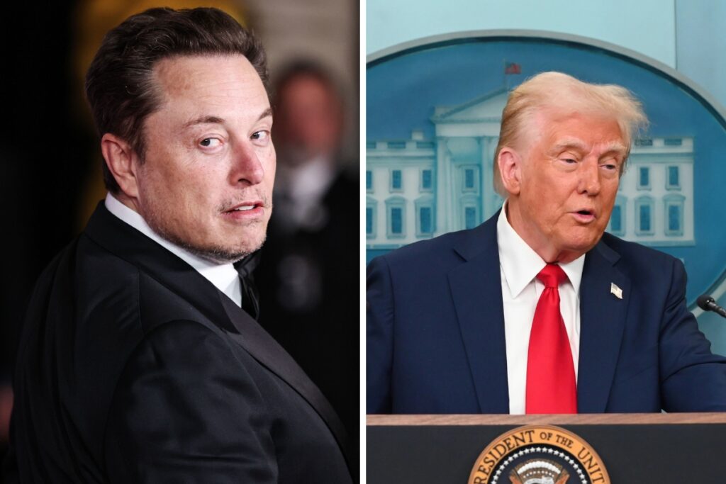 Collage image of Elon Musk and Donald Trump.